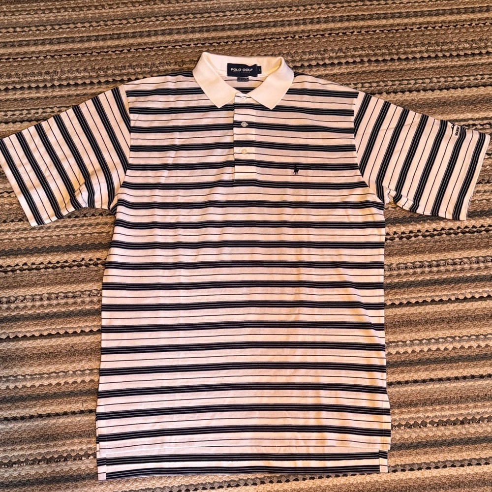 Polo by Ralph Lauren Men's Polo Shirt - Navy and White Stripes